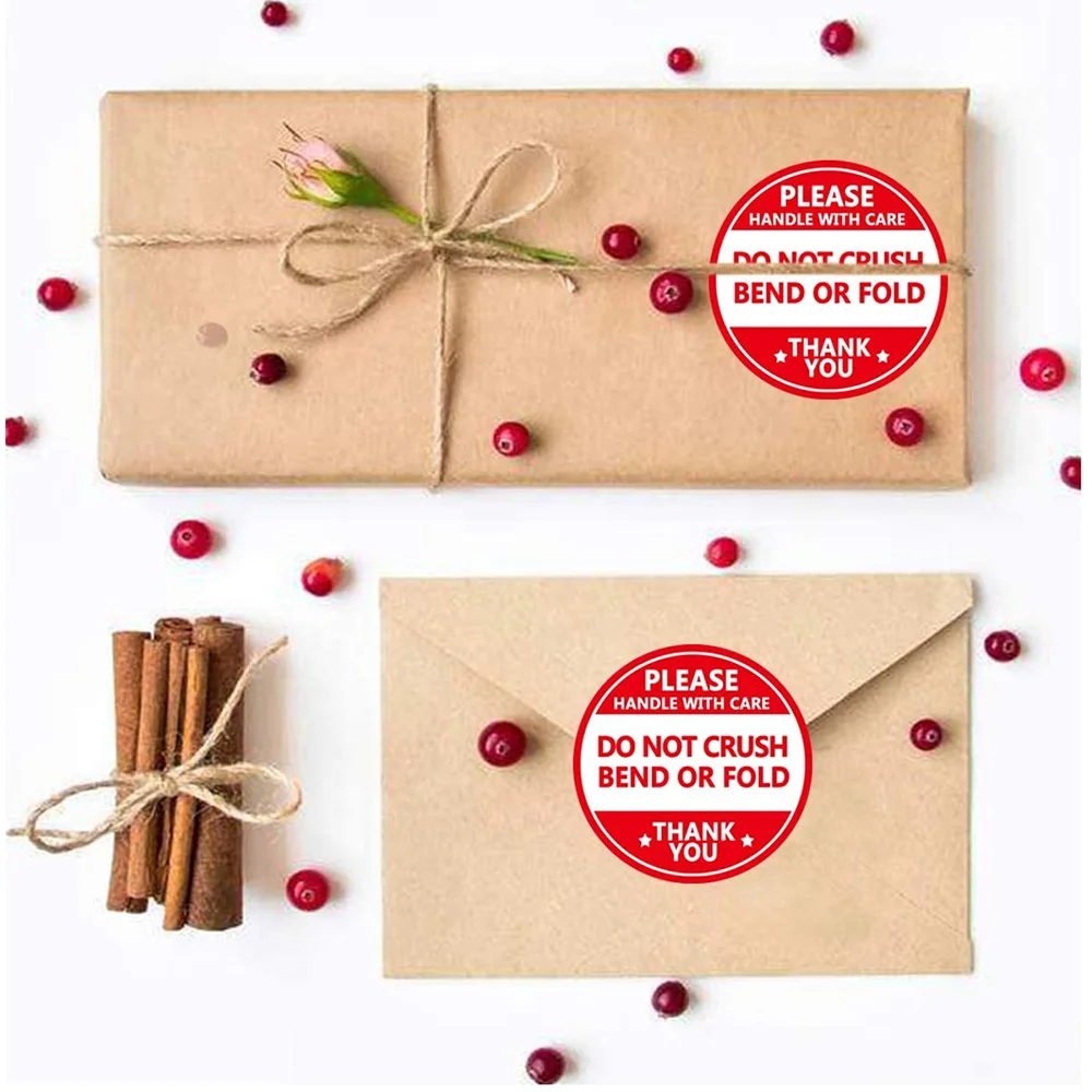 2 Inch Fragile Please Do Not Crush Bend or Fold Shipping Handling Warning Stickers Labels for Package 500 Pcs Per Roll