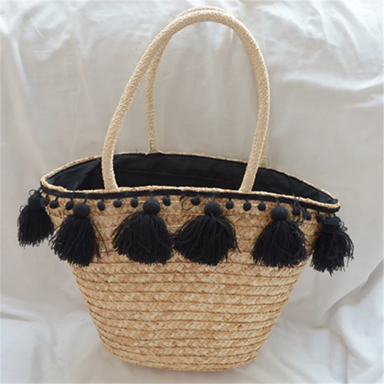 2021 Fashion New tassel Handbag High quality Straw bag Women beach woven bag Tote fringed beach woven Shoulder Travel bag