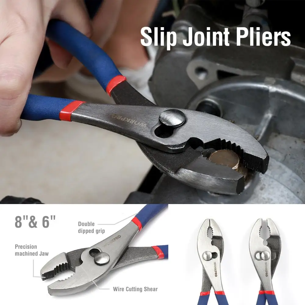 WORKPRO 7PCS Electrician Pliers Wire Cable Cutter Plier Set Plumbing Plier Long Nose Plier