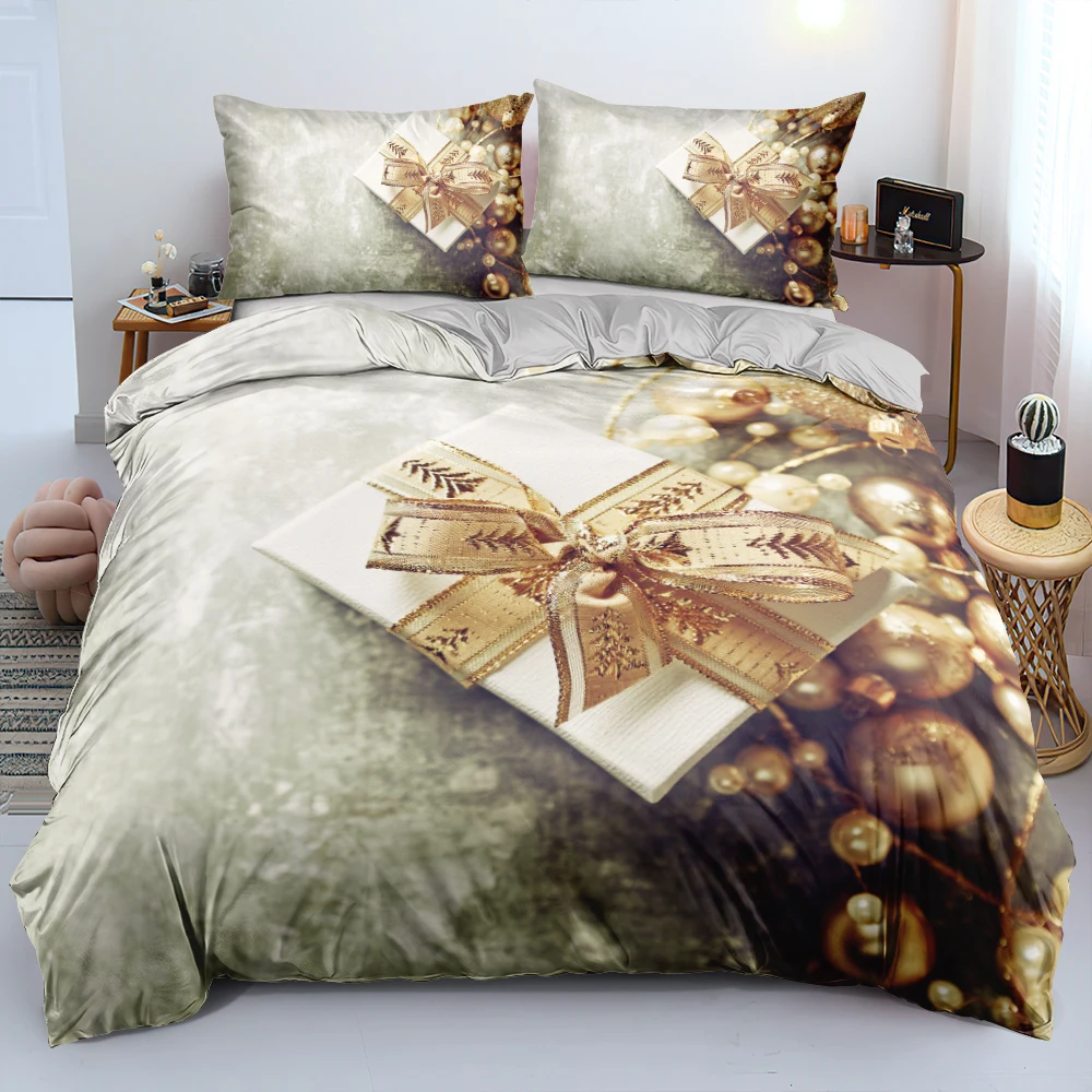 

3D Custom Bed Linens Marry Christmas Gift Bedding Sets Aesthetic Comforter/Quilt/Duvet Cover 140x200 King Queen Twin Bedspreads