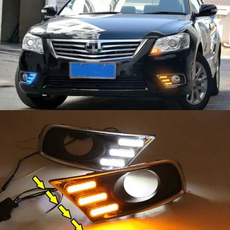 

2Pcs DRL For Toyota Camry 2009 2010 2011 Daytime Running Lights fog lamp cover Daylight Turn yellow