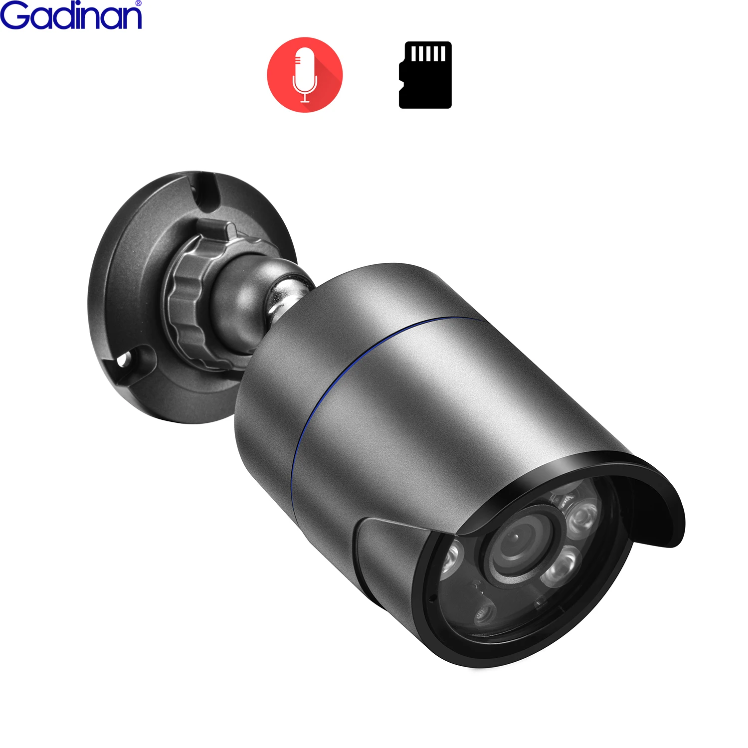 Gadinan PoE IP Camera SD Card Slot 5MP 3MP Bullet Security Outdoor Video Surveillance CCTV Nightvision Built-in Microphone