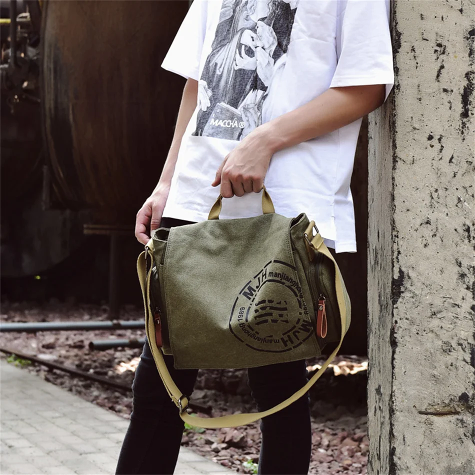 Men\'s Fashion Canvas Shoulder Bags Business Travel Crossbody Bags Men Messenger Bags Briefcase Men Handbag Tote canvas bag bolso