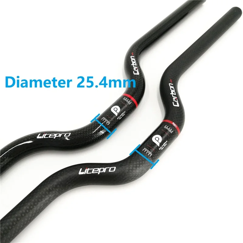 Litepro For Brompton Carbon Fiber Handlebar 25.4mm * 580mm Matte/Gloss Black BMX 412 Folding Bike Swallow-shaped Handlebar