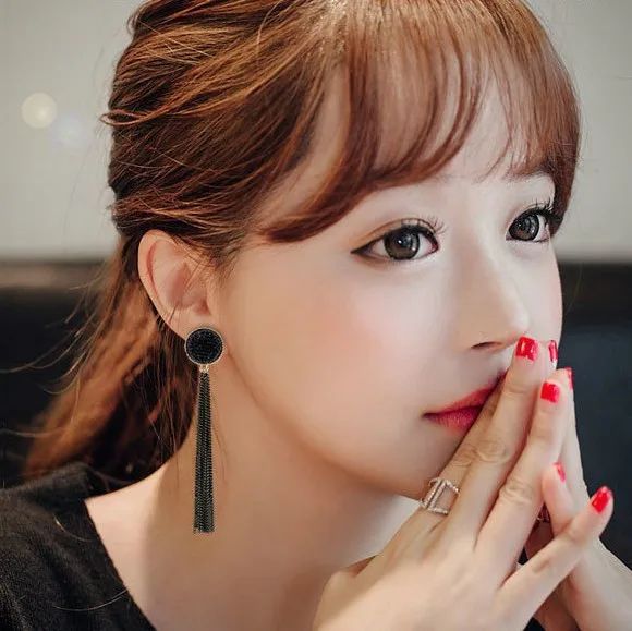 Korean Statement Black Acrylic Drop Earrings for Women 2019 Fashion Jewelry Vintage Geometric Gold Color Asymmetric Earring