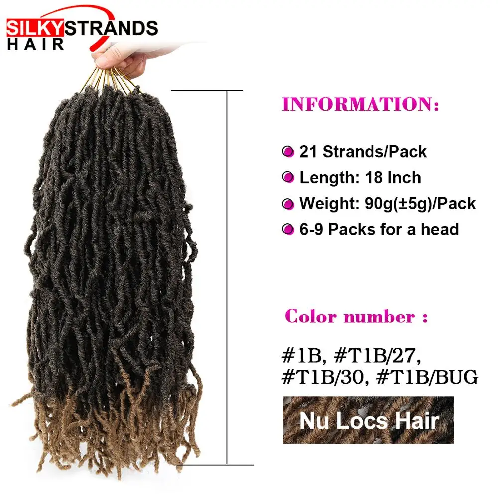 18 24 pollici ricci Nu Faux Locs capelli all'uncinetto sintetici Ombre intrecciati estensione dei capelli per le donne nere 20 fili dea Faux Locs