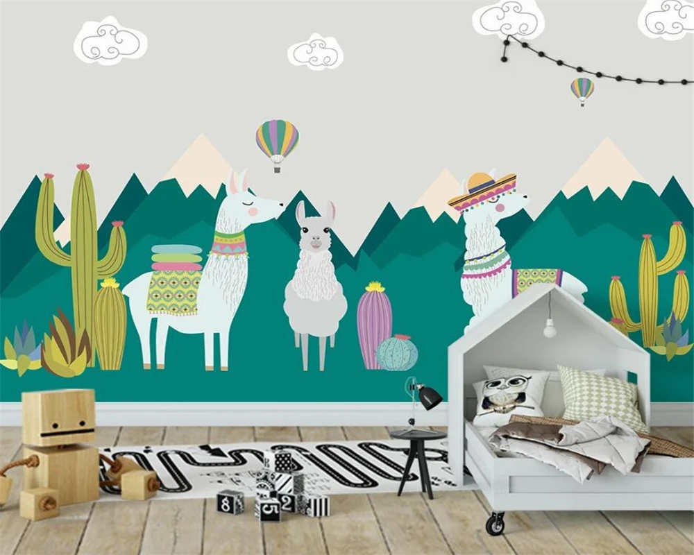 beibehang Custom Nordic modern minimalist hand-painted cactus children's room whole house background wallpaper papier peint