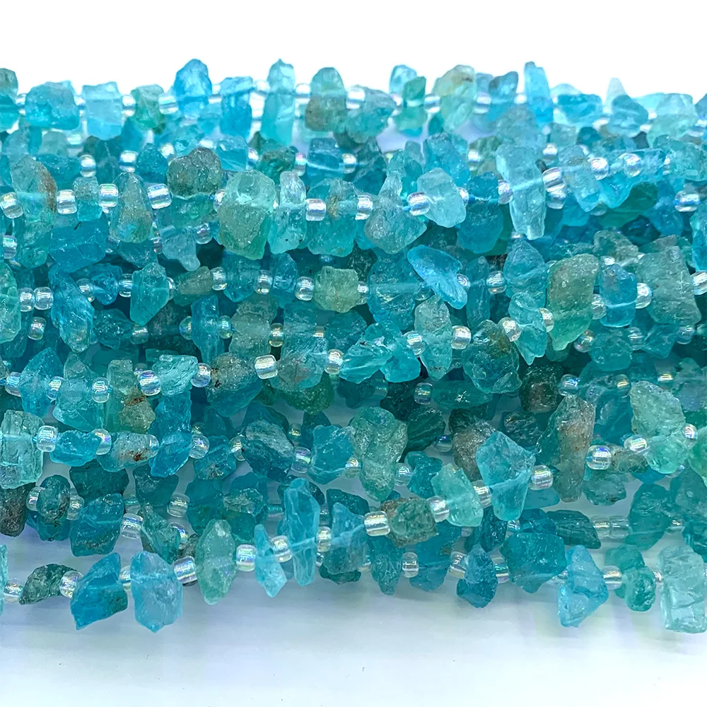 Veemake Fluorapatite Apatite Natural Gemstones DIY Raw Mineral Nugget Free Form Loose Rough Matte Beads Jewelry Design Making