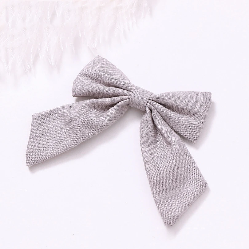 Lớn Cung Tên Bé Hairclips Vải Lanh Cotton Barrettes Cho Bé Gái Mùa Hè Màu Tóc Chân Trẻ Em Hairgrips Trẻ Sơ Sinh Phụ Kiện Tóc