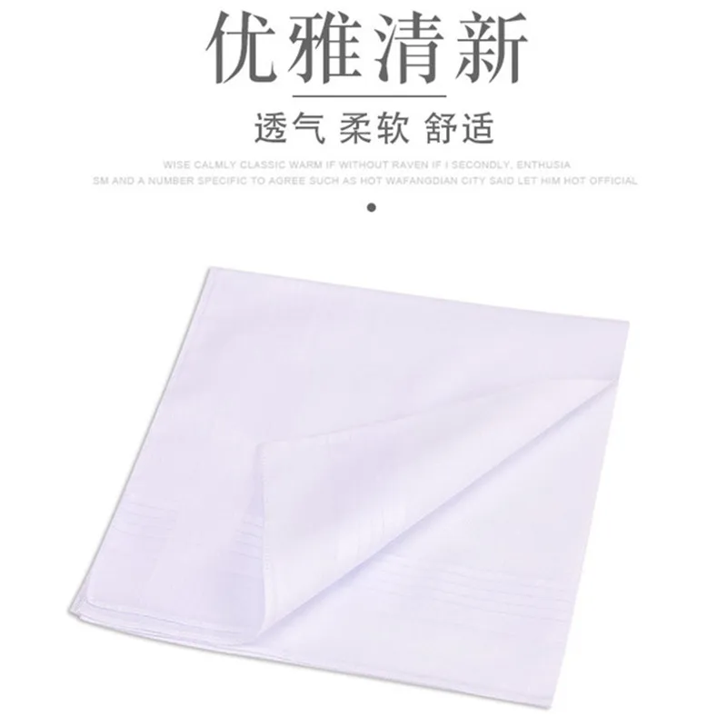 3 Stücke Männer Frauen 100% Baumwolle Taschentücher Weiße Farbe Klassische Taschentücher Jacquard Gestreiften Einstecktuch Handtuch DIY Malerei – Detail 2