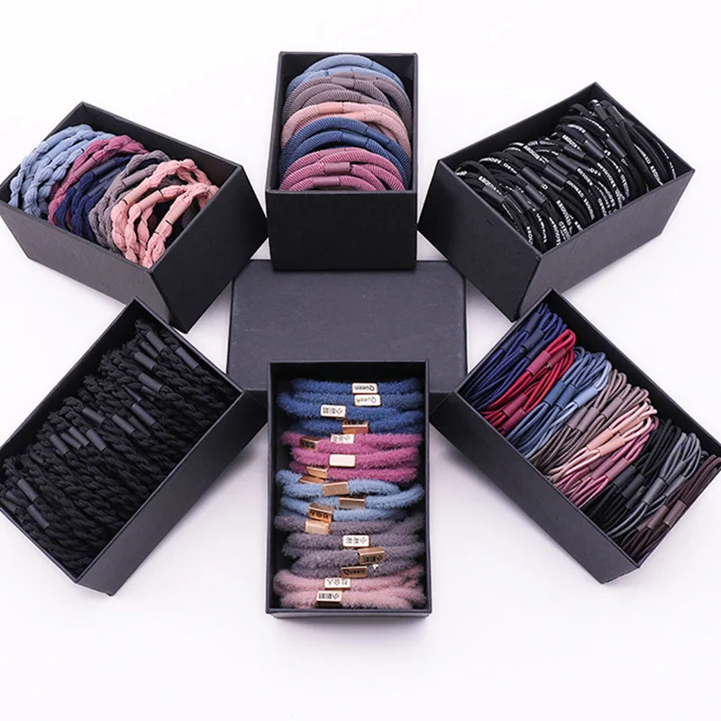 50PCS/Box Packed High Quality Colorful Elastic Rubber Bands Women Elegant Basic Elastic Hair Bands Ponytail Hair Accessories