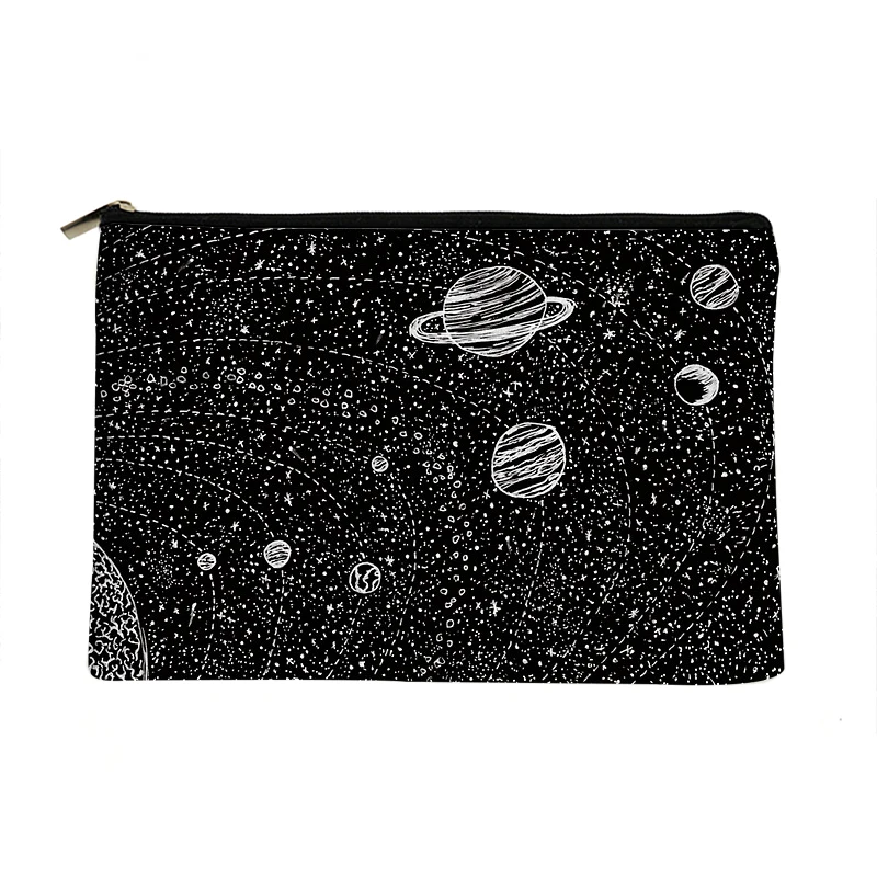 

Women Black Space grey Printed Make up bag Fashion Women Cosmetics Organizer Bag for Travel Colorful Storage Bag for Lady Bag