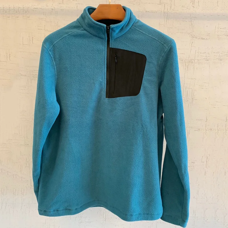 1/4 Zipper Mandarin Collar Fleece Winter Thermal Hiking Jacket Men Breathable Sport Fish Trekking Coat Outdoor Outwear Customize
