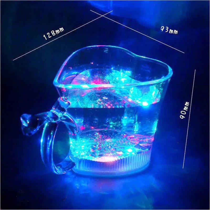 Light-Up Cup Love Heart Shaped Changing Color Magic Mug For Water Whisky Juice Beer Wine Bar Plastic Romantic Surprise Gift