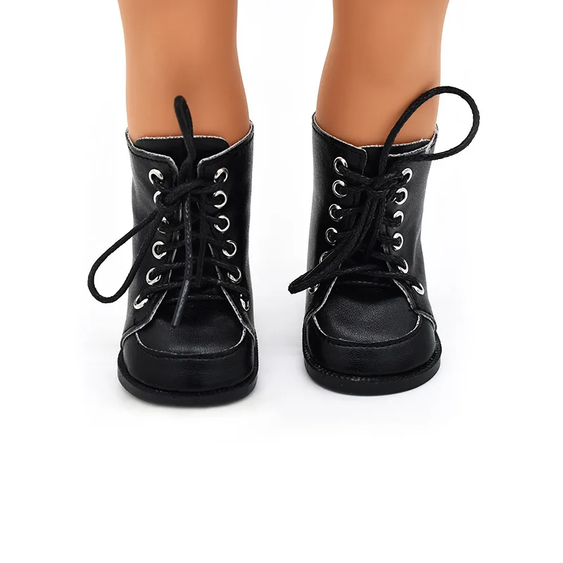 Doll Clothes Shoes Black Boots Shoes For 18 Inch American&43Cm Baby New Born Reborn Doll For Our Generation Christmas Gift