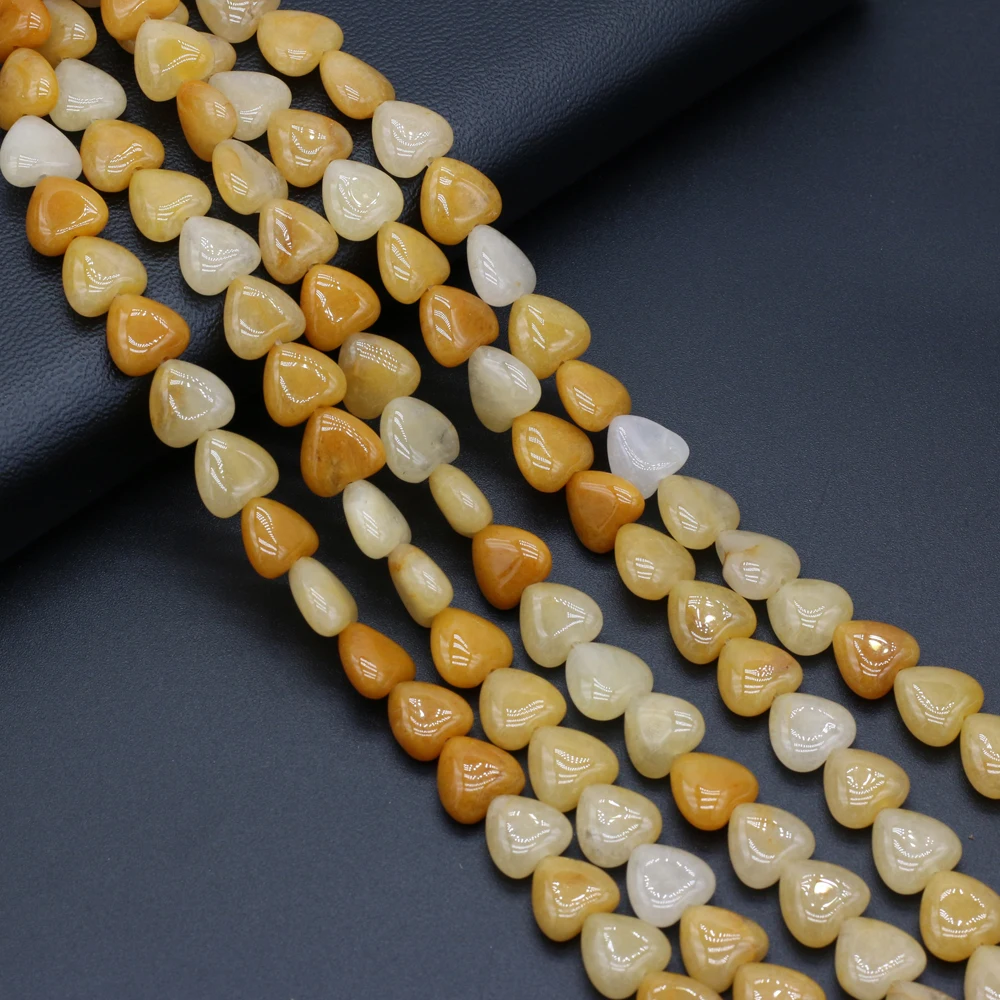 Natural Stone Beads Semi-Precious Stone Yellow Jade Heart Shape Loose Beads For Jewelry Making DIY Bracelet Necklace Accessories