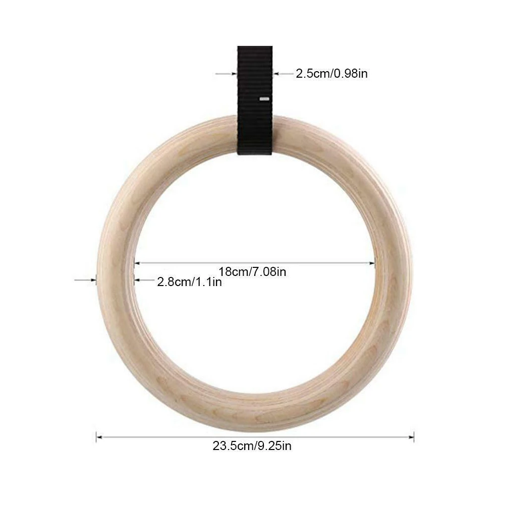 28mm 32mm Wooden Fitness Training Ring Birch Gymnastic Rings Strength Training Gymnastic Rings Pull Up Strength Workout Ring