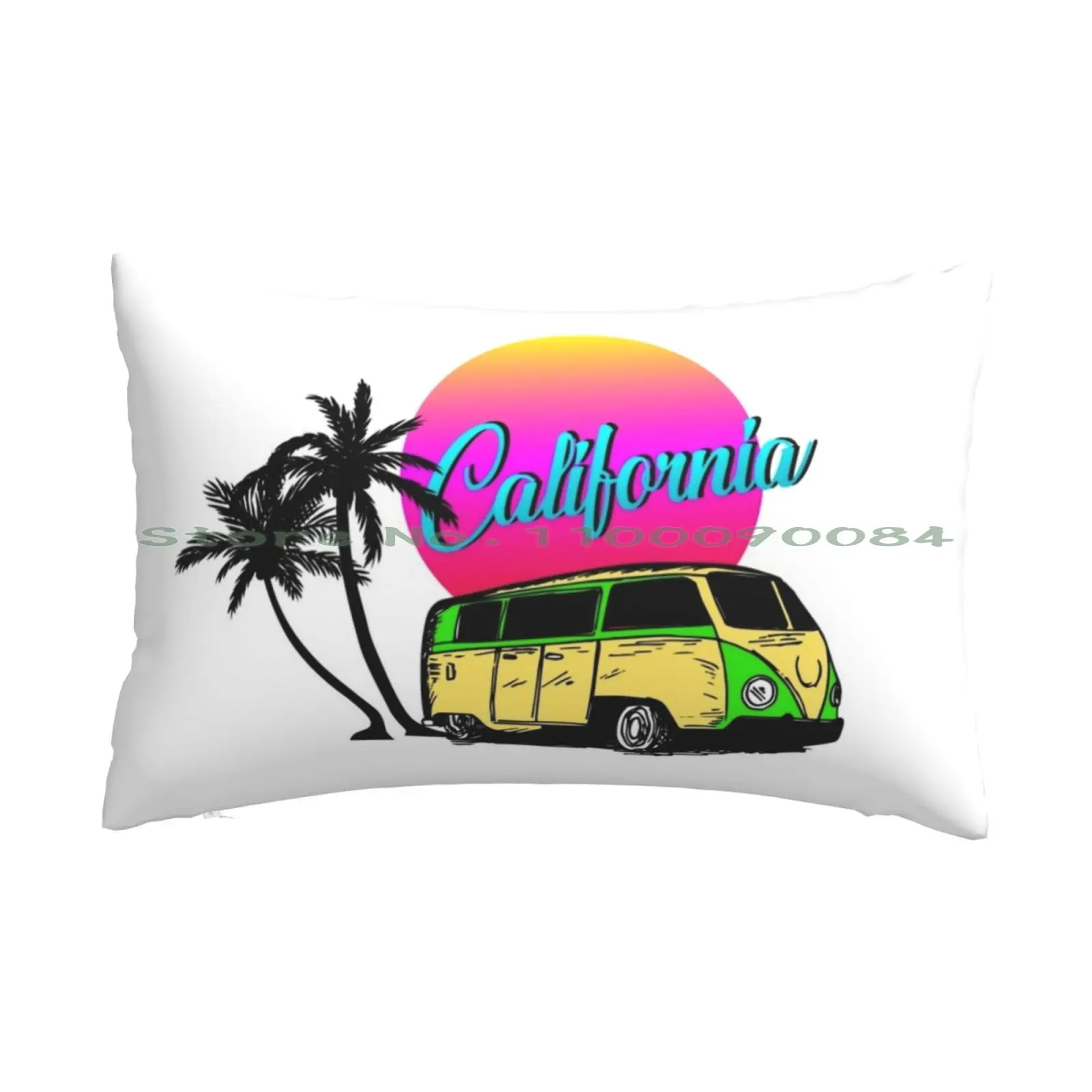 California Van Mini Bus Pillow Case 20x30 50*75 Sofa Bedroom Mini Bus California Los Angeles Miami For Mom For Dad For Friend