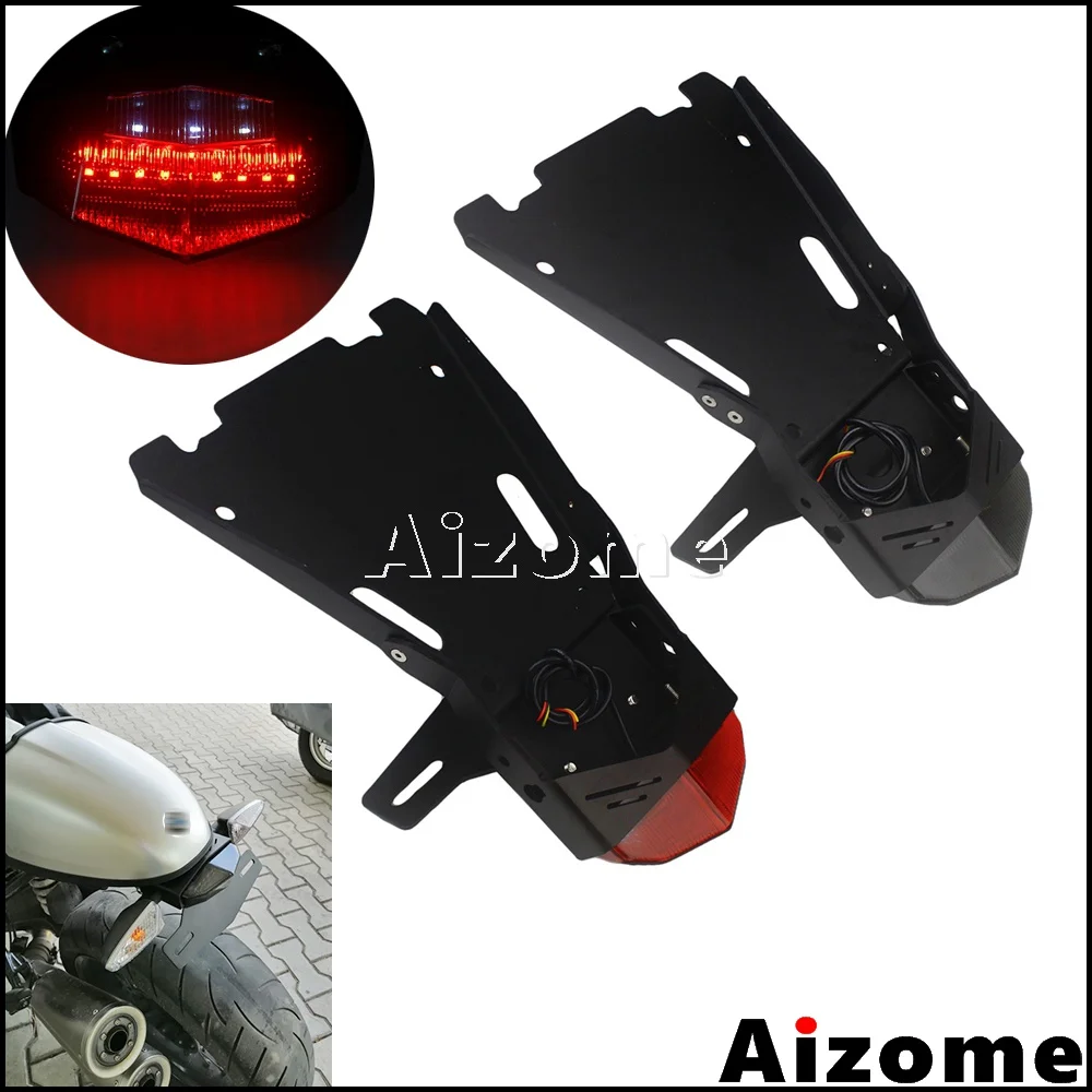 Motorcycle RED Taillight Stop Lamp Turn Signals Mount Bracket For BMW R NINE T RnineT 2014-2018 LED Light License Plate Holder