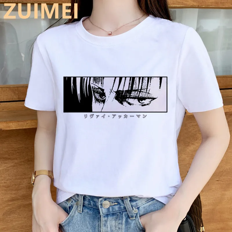 Attack on Titan Kawaii Print Goth Harajuku Top Women T-shirt Casual Ladies Basic O-collar Short Sleeved Tshirt Girl,Drop Ship