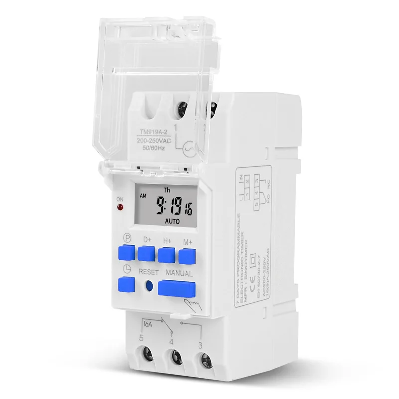 Sintimer-interruptor de horário digital, eletrônico, programável, semanalmente, 7 dias, controle de temporizador de retransmissão, ac 220v 230v 16a barulho, monte ferroviário