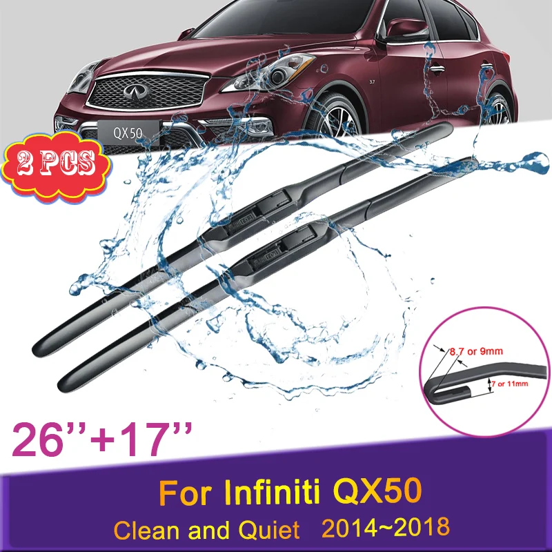 

Car Wiper Blades for Infiniti QX50 2014 2015 2016 2017 2018 Model Front Windshield Frameless Snow Scraping Rubber Accessories