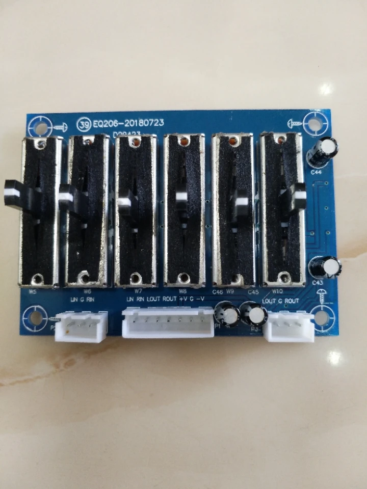 Stereo Two-channel 6-segment EQ Equalizer Board, Six-segment Tone Preamp Board, DC Dual Power Supply Front Board