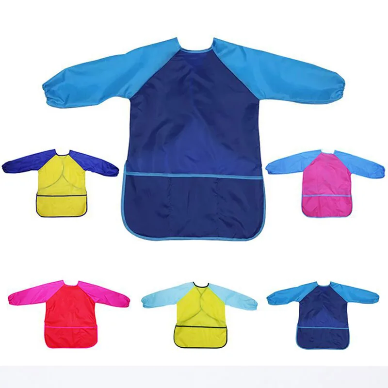 Waterproof Art Aprons Smock Nylon Long Sleeve Kids Painting Shirt Paint Apron Girl Boy School Painting Accessory 3 Size