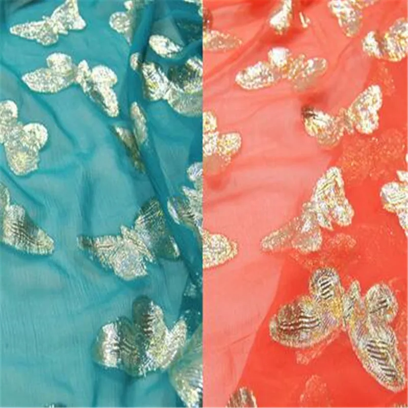 Elegant Style Promotion High Quality Nice Butterfly Silk Metallic Lurex Fabric with Soft Feeling Material