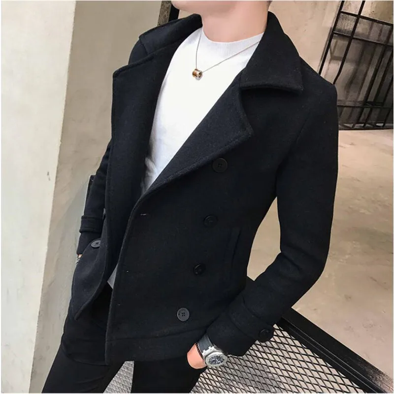 2021 inverno nuovo cappotto in lana tinta unita da uomo giacca a vento da uomo corto di alta qualità Casual Slim Fit cappotto addensare giacche da uomo calde