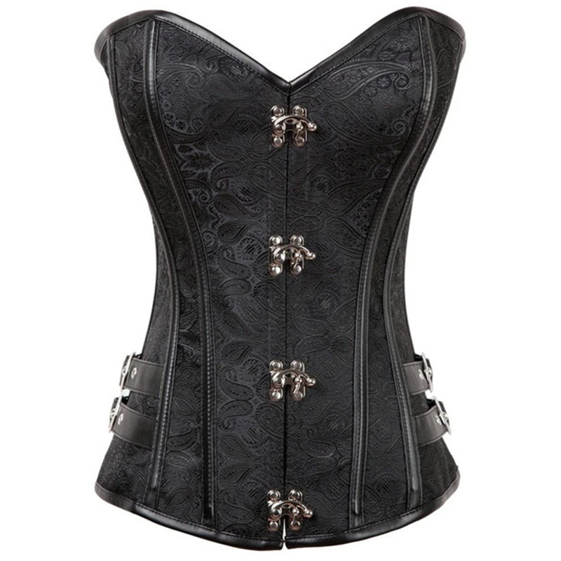 

Women Gothic Overbust Sexy Corset Top Steampunk Black Retro Bustiers Waist Trainer Body Shaper Lingerie Waist Cincher