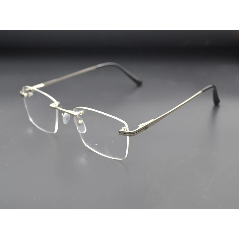 Unisex rectangle Rimless Myopia Glasses frames for Women Men metal Fashion Transparent Eyeglasses Customize Prescription Lens N5