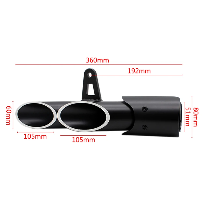 Nuoxintr Universal 38-51mm Motorcycle Exhaust Modified Muffler Pipe Double Exhaust Pipe for Honda KTM Yamaha Kawasaki