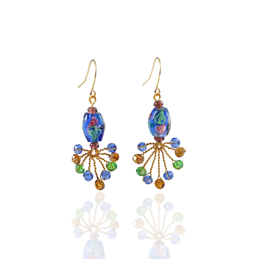 LANFLORA fashion colorful Crystal handmade women earrings  earrings  copper alloy earrings