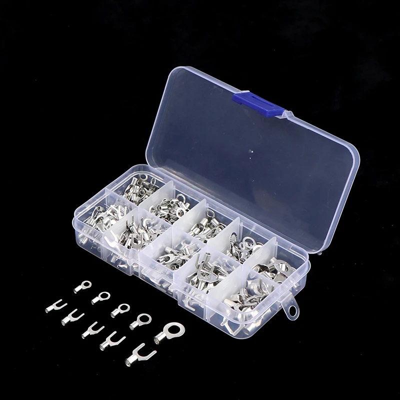 320Pcs/Set 10 In 1 Terminals Non-Insulated Ring Fork U-Type Brass Terminals Assortment Kit Cable Wire Connector Crimp Spade