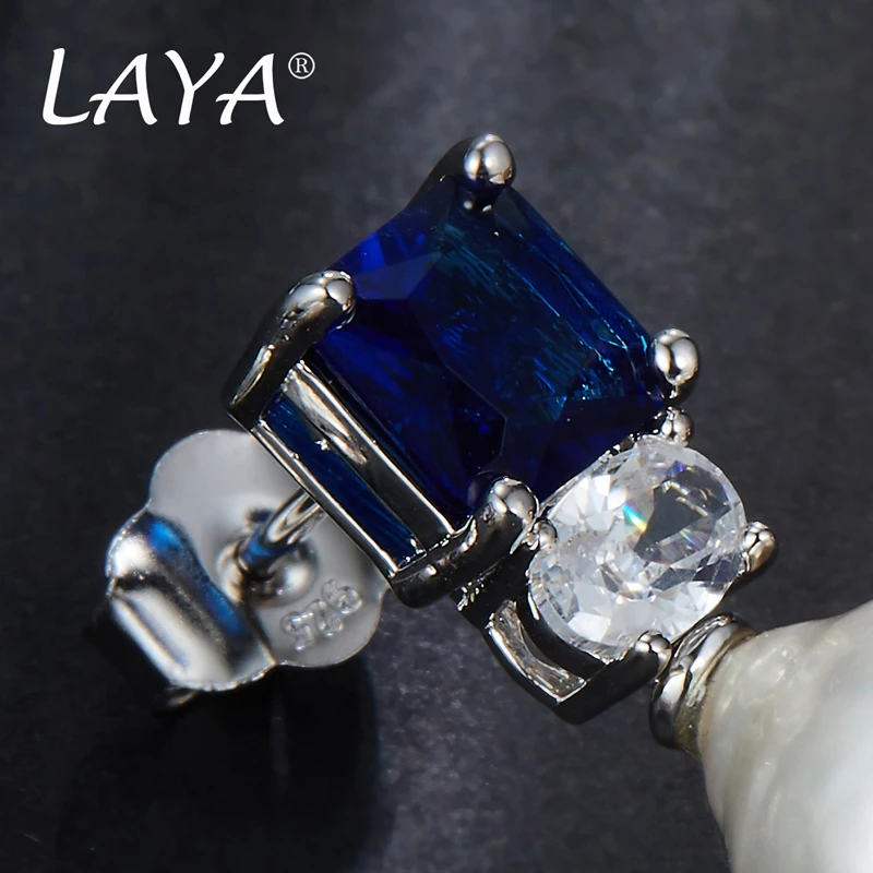 925 Sterling Silver Fashion Perlas Barrocas Naturales Created Sapphire Drop Earrings For Women Wedding High Quality Jewelry