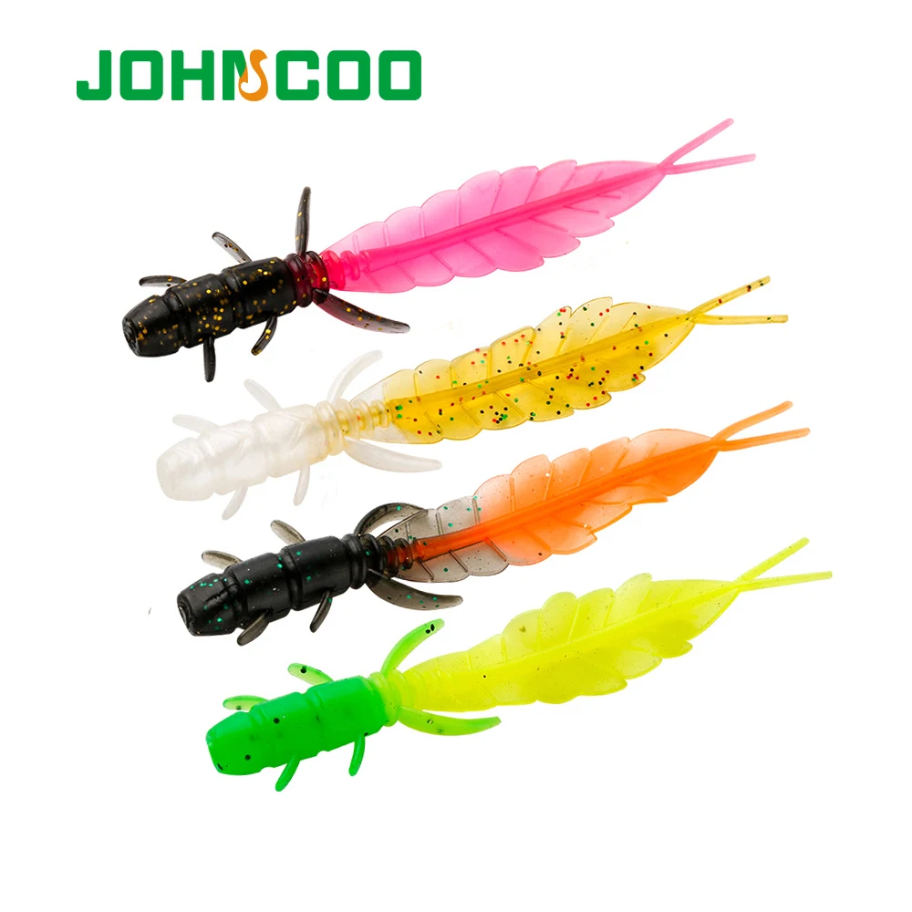 JOHNCOO 12pcs Fishing Lure Soft Bait 50mm 75mm Silicone Baits for Perch Wobblers Swimbait Soft Lure Artificial Bass Trout Lure