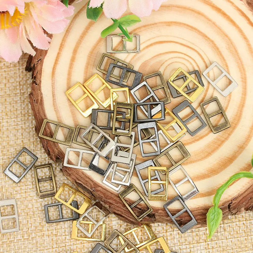 20Pcs 5mm Mini Metal Buckles Tri-glide Belt Buckle Doll Bags for DIY Doll Buttons Stuffed Doll Shoes Accessories