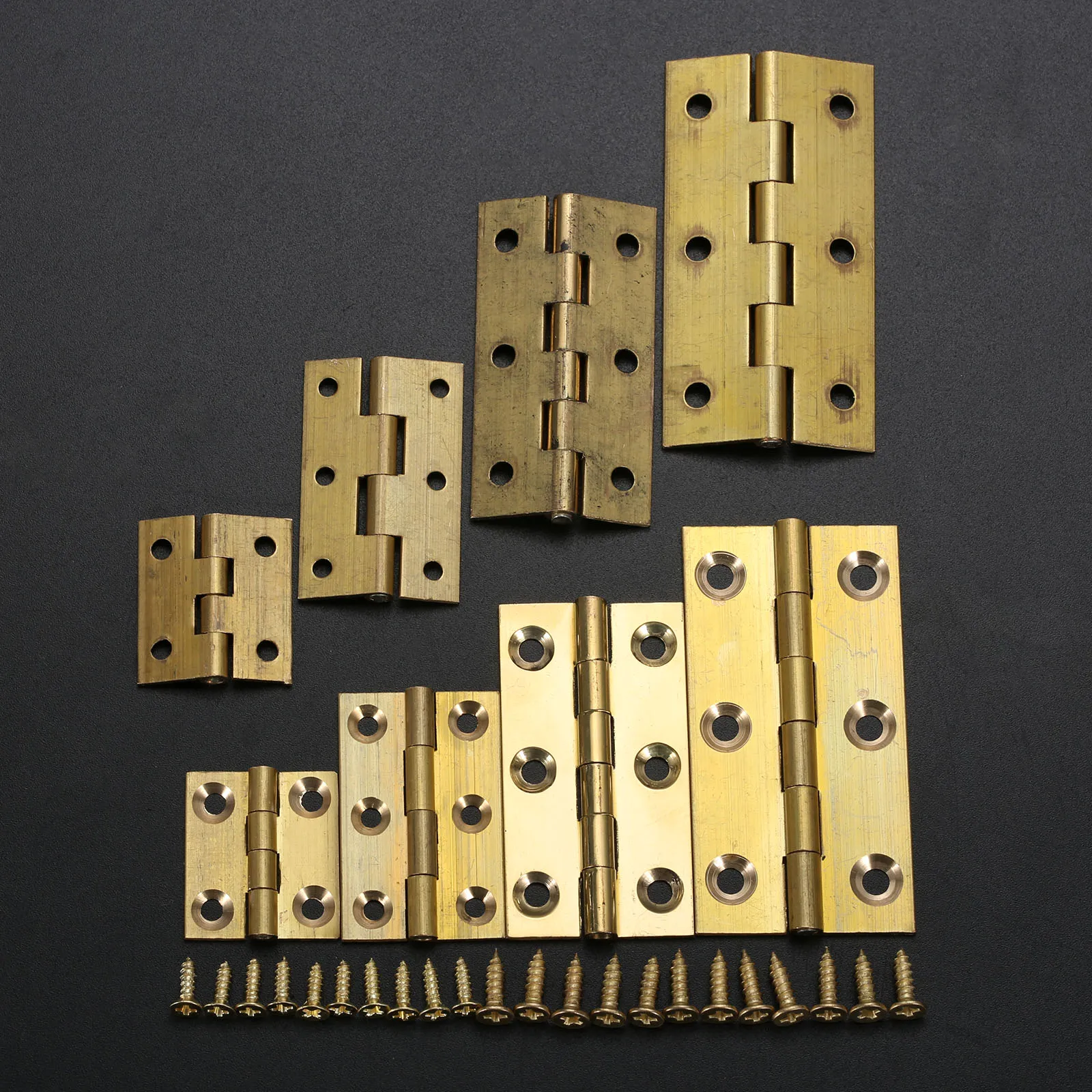 10pcs/set Brass Hinges w/screw 4/6 Holes Golden Decor Cabinet 1/1.5/2/2.5 inch Door/Furniture Wood Jewelry Box Wine Case Cabinet