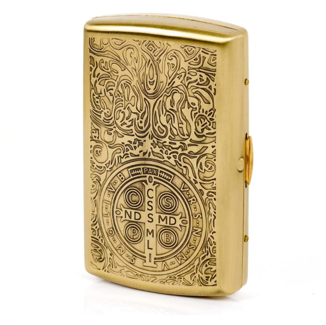 Carved Constantine Solid Brass Metal Cigarette Case, Holder, Holds 12 Cigarettes