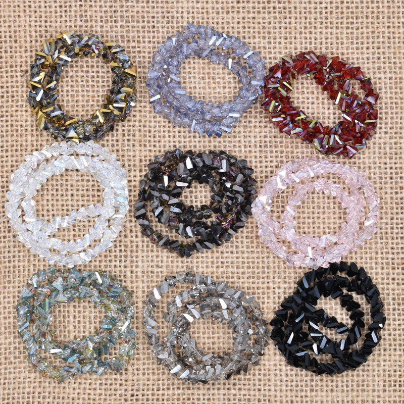 Yanqi-Brilhante Triângulo Contas De Vidro, Contas De Cristal Para Fazer Jóias, DIY Handmade Pulseira, Atacado, 6mm, 80Pcs