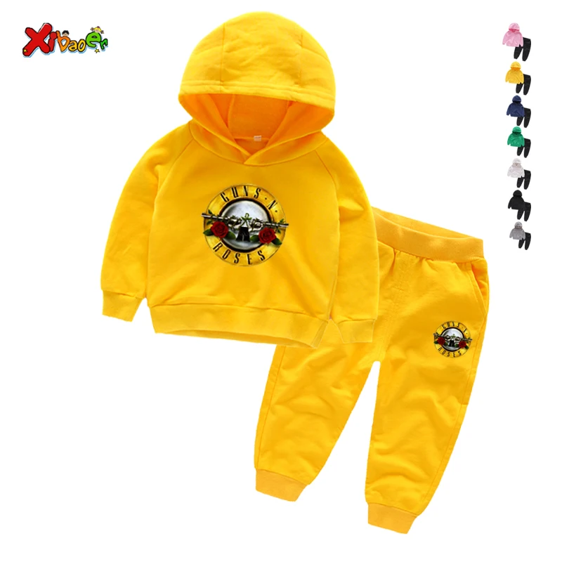 Kids Clothing Guns music hip hop Casual Boys Cartoon Sports T-shirt Pants 2pcs/Set Infant Outfit Kids Clothes Suit Tracksuits