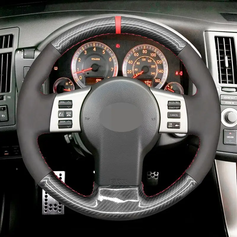 

Hand Sew Black Suede Car Steering Wheel Cover For Infiniti FX FX35 FX45 2003-2007 2008 Nissan 350Z 2002-2009