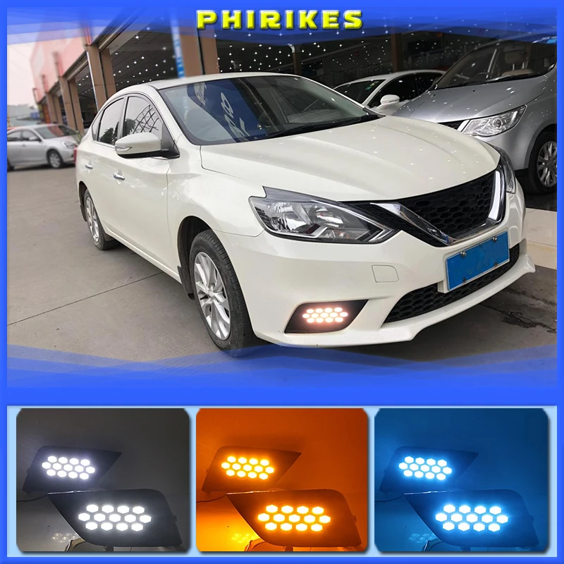 

2 шт. для Nissan Sentra sylphy 2016-2019 Водонепроницаемая противотуманная фара 12 В DRL декоративные автомобильные аксессуары светодиодные дневные ходовые огни