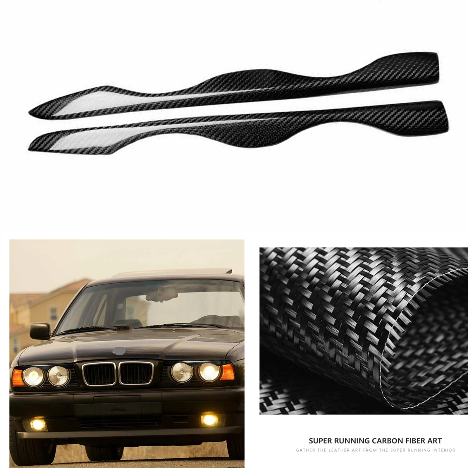 

Front Head Light Trim For BMW 5-Series E34 1988-1996 Carbon Fiber Headlight Eyelid Headlamp Lamp Eyebrow Cover Lid Sticker Brow