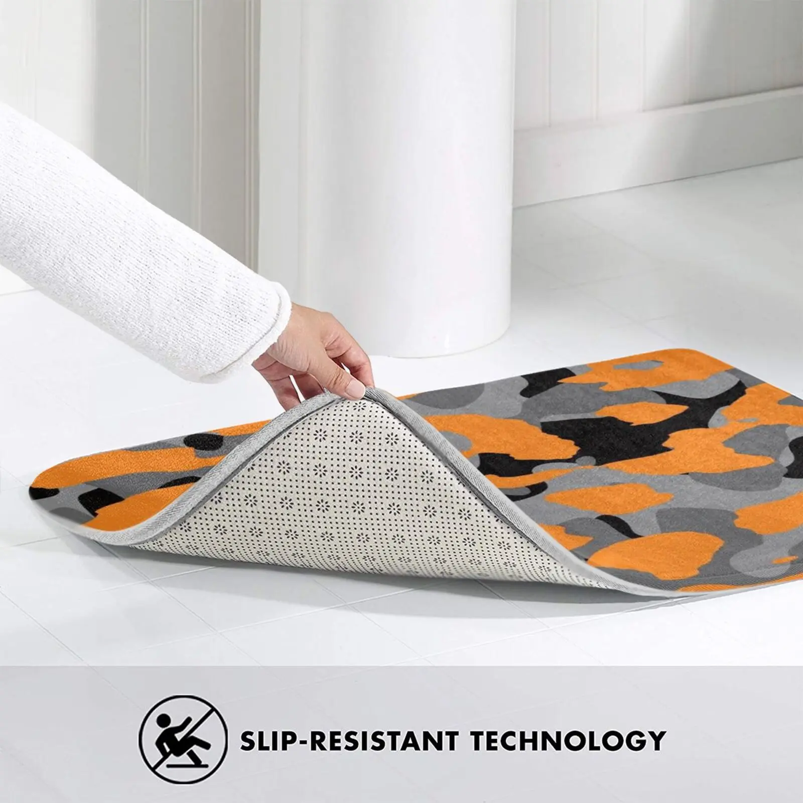 Orange Camo Mat Rug Carpet Anti-Slip Floor Mats Bedroom Camouflage Orange Hunting Hunter For Women For Her For Girls For Men - view 4