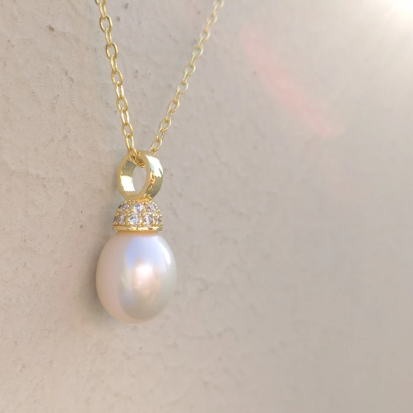 huge AAA 10-12mm Natural South Sea Genuine White Oval Pearl Pendant Necklace Birthday Party Wedding Daily Wear Free Shipping