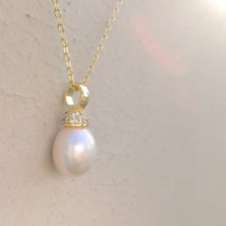 huge AAA 10-12mm Natural South Sea Genuine White Oval Pearl Pendant Necklace Birthday Party Wedding Daily Wear Free Shipping