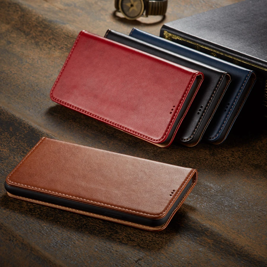 Capa Flip de Couro de Luxo para Negócios com Slots para Cartões para Apple iPhone 17 18 16E Air 17E 14 Plus 15 13 Pro Max 12 Mini, Bolsa para Celular