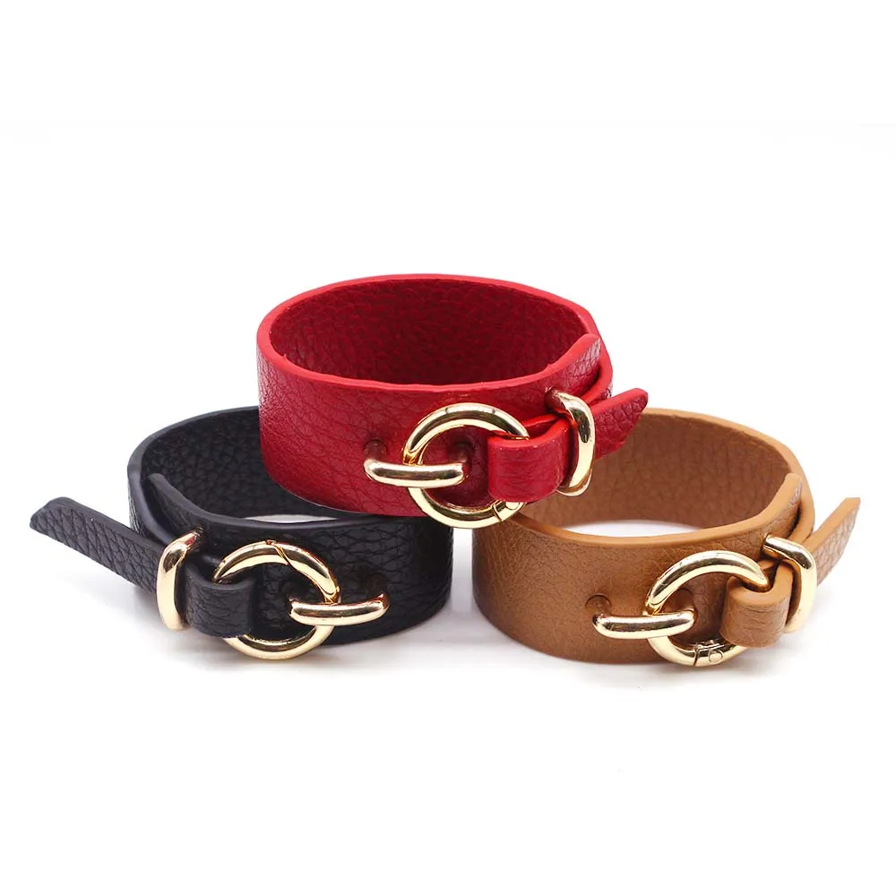 TOTABC Fashion Punk Leather Bracelet For Women Wristband Charm Cuff Bracelets & Bangles Jewelry Gift Pulsera